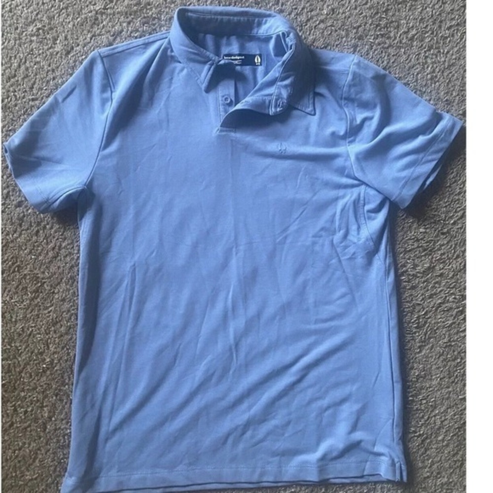 Bearded Goat Mens Medium‎ Light Blue Short Sleeve Performance Polo Shirt Stretch